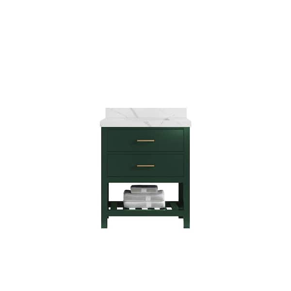 Willow Collections Parker 30 in. W x 22 in. D x 36 in. H Bath Vanity in Lafayette Green with 2 in. Calacatta Quartz Top