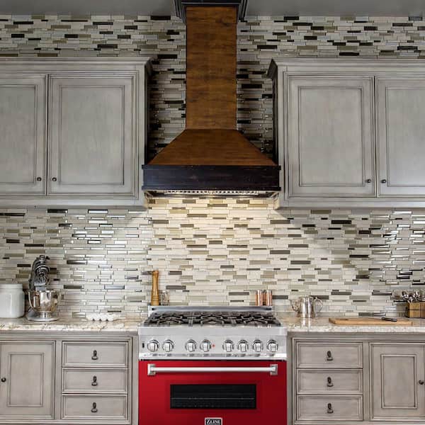 36 in. 6 Burner Dual Fuel Range with Red Gloss Door in Stainless Steel