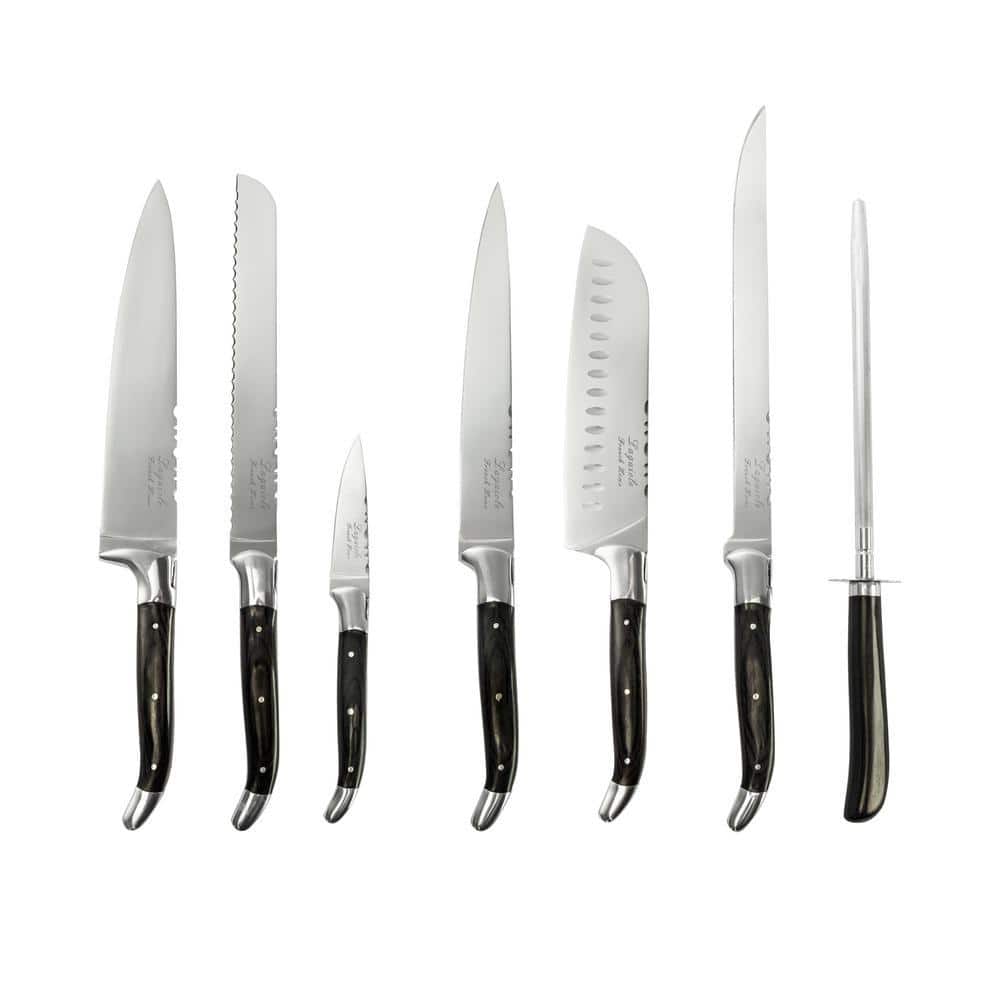 KanaAstier de Villatte ナイフ&フォーク2セット French Home 7-Piece Connoisseur Laguiole Black Pakkawood Kitchen