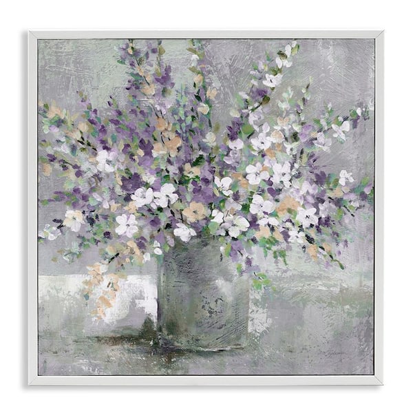 Stupell Industries Blossoming Aster Flower Bouquet by Carol Robinson 1-Piece White Framed Nature Giclee Art print 24 in. x 24 in.