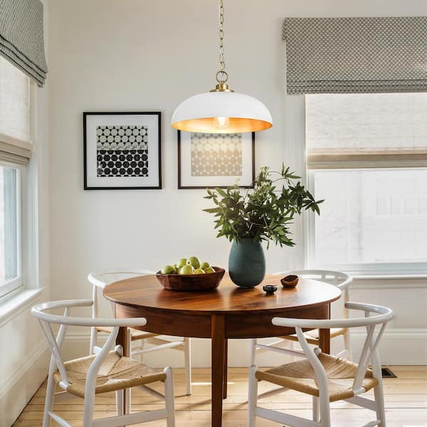 LLHZSY 15.75 in. Wide 1-Light White and Brass Modern Transitional