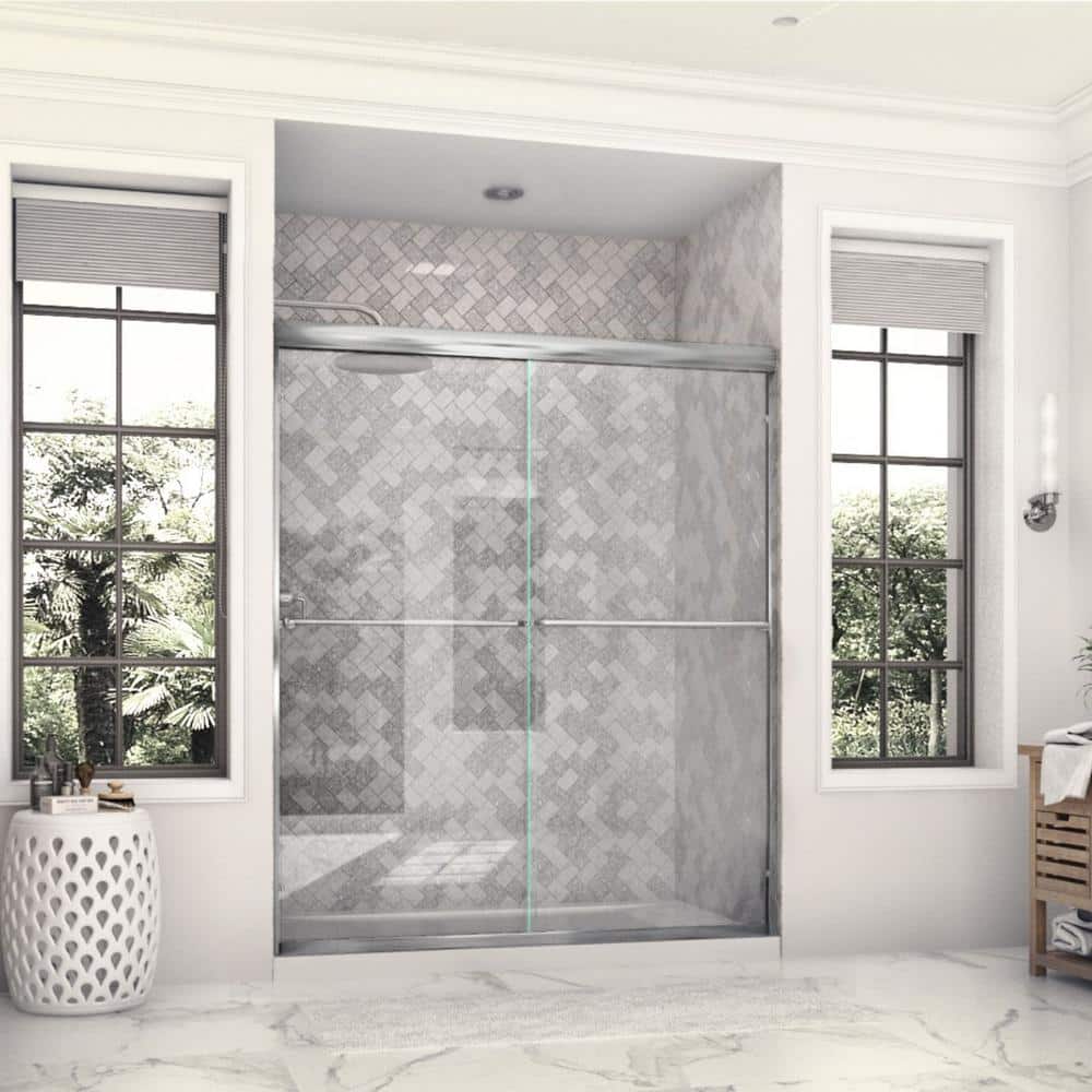 Eurolite 58" Frameless Sliding Shower Door with Chrome Finish