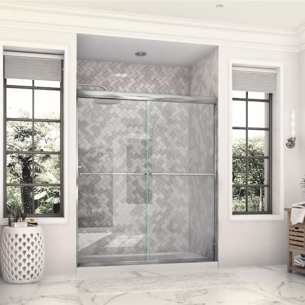 Holcam Eurolite 58 in. x 70.5 in. Frameless Sliding Shower Door in Chrome