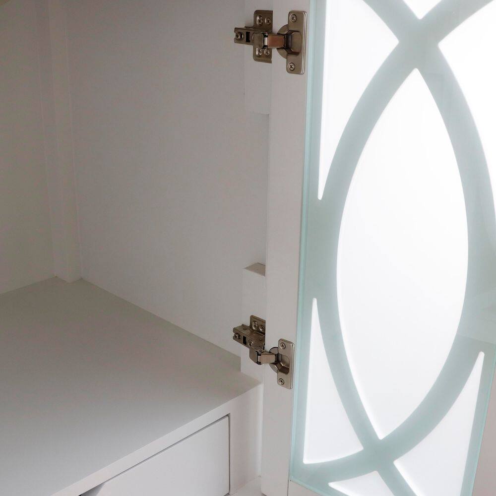 White Freestanding Single Vanity with Black Granite Top