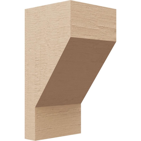 Ekena Millwork 4 in. x 8 in. x 4 in. Series 2 Wide Clemmons Rough Cedar Woodgrain Timberthane Polyurethane Corbel, Primed Tan