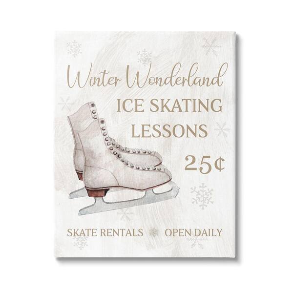 Stupell Industries Ice Skating Lessons Sign by Conrad Knutsen 1-Piece Unframed Graphic Print Typography Poster Art Print 30 in. x 24 in.