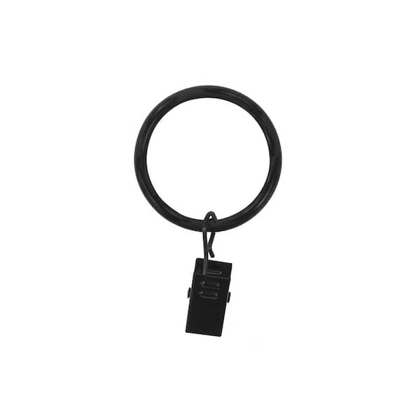 Classic Matte Black Metal 1-1/2 in. Clip Rings with clips Set of 10