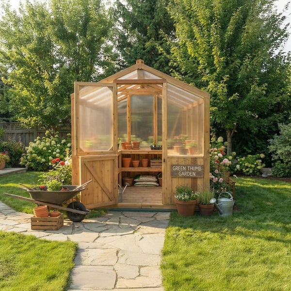 Outdoor Living Today Cedar 8 ft. x 12 ft. Greenhouse Kit GH812