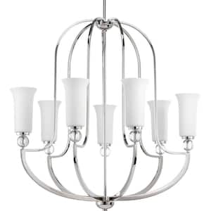 Elina Collection 7-Light Polished Nickel Chandelier with Opal Glass