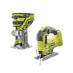 ONE+ 18V Lithium-Ion Cordless Fixed Base Trim Router w/Tool Free Depth Adjustment and Orbital Jig Saw (Tools Only)