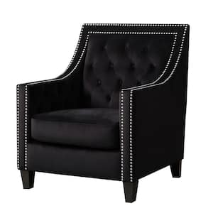 Valentina Nailhead Tufted Accent Chair, Black