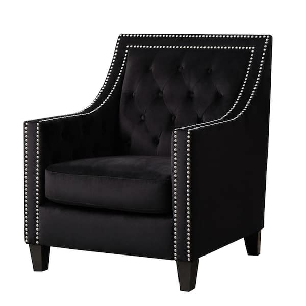 tufted armchair with nailheads