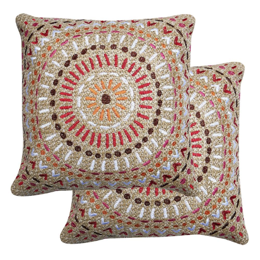 Raffia Medallion Brick Outdoor Square Throw Pillow (2-Pack) price history on PriceWatchPro