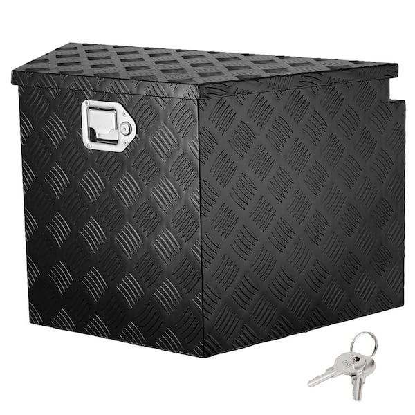 VEVOR Trailer Tongue Box 29 in. L Aluminum Alloy Diamond Plate Truck Tool Box with Lock and Keys for Pickup, Truck RV, Black