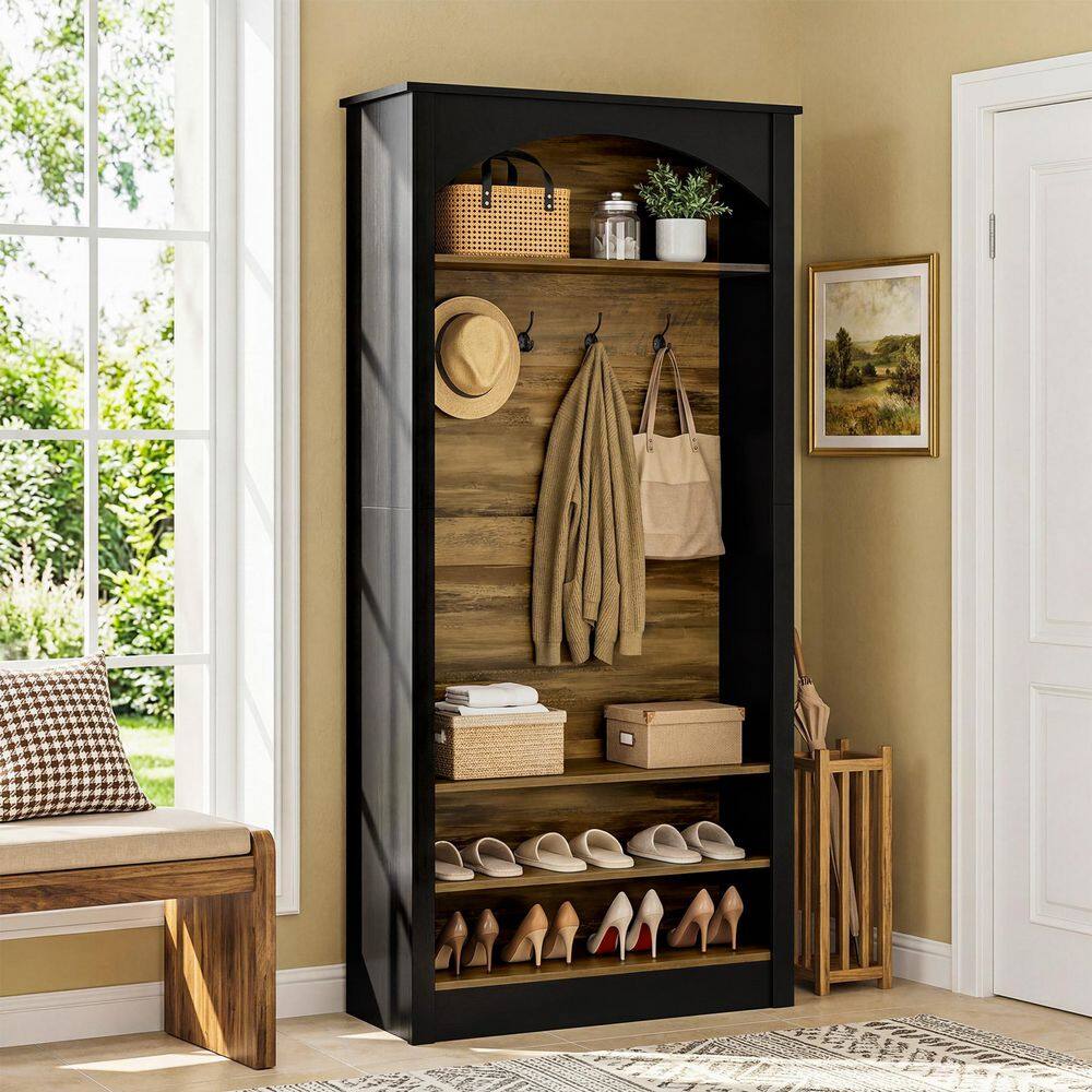 Carmalita 4-In-1 Hall Tree with Storage Cabinet and Shelf, Standing Coat Rack with Bench, Entryway Organizer with 4-Hook price history on PriceWatchPro