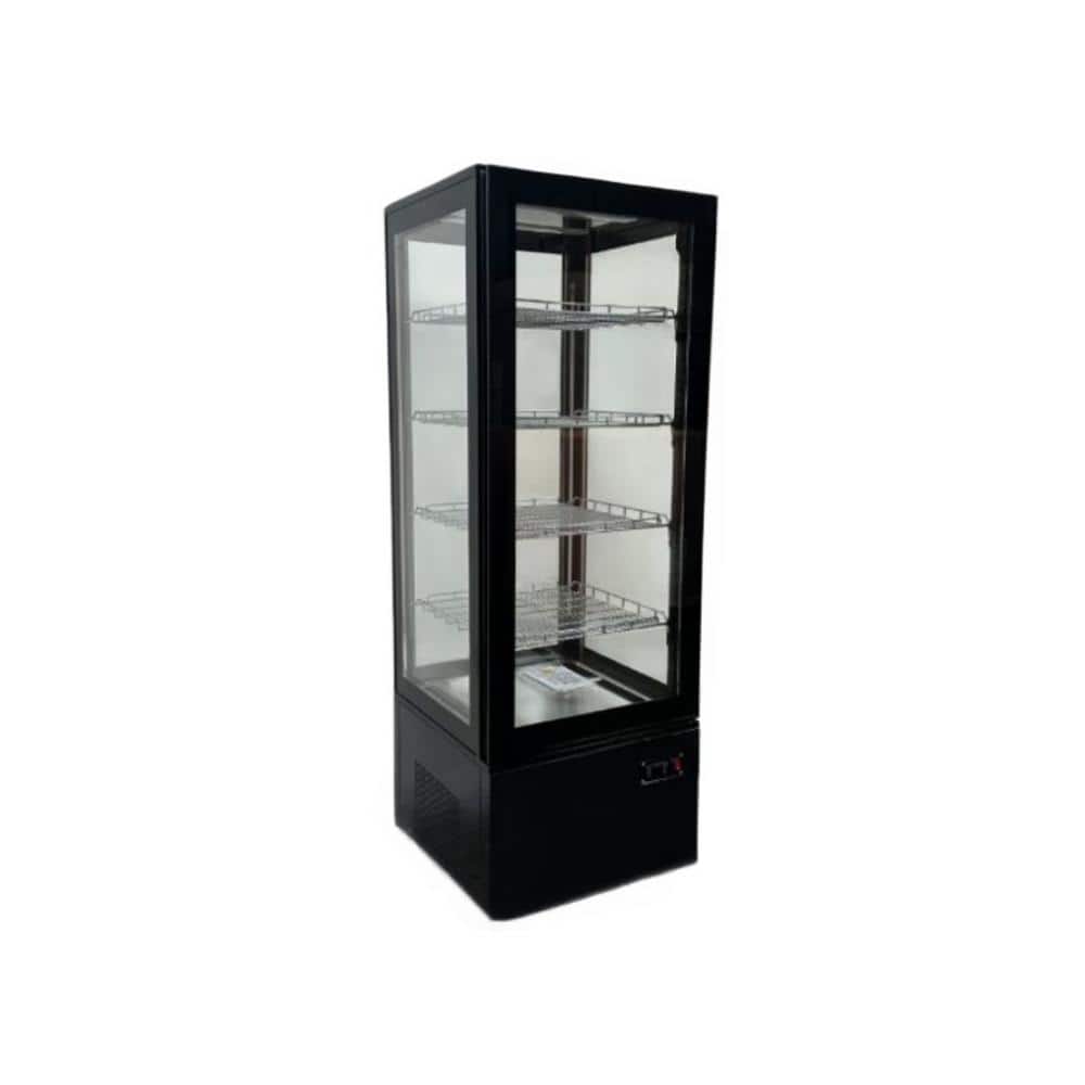 26 in. Commercial NSF 4 side Glass Merchandiser Refrigerator LED Lighting ECL400 in Black