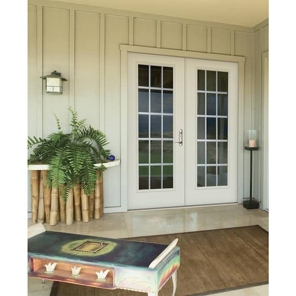 72 in. x 80 in. Primed Steel Left-Hand Inswing 15 Lite Glass Active/Stationary Patio Door