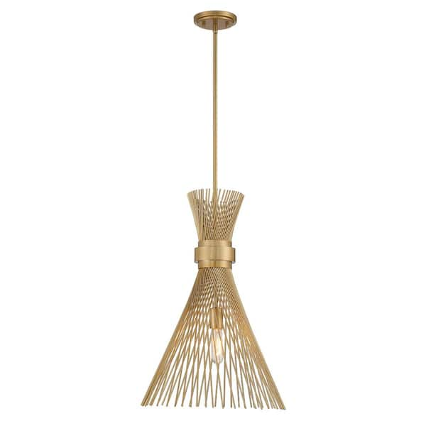 Longfellow 60-Watt 1-Light Burnished Brass Pendant Light, No Bulb Included