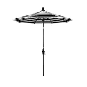 7.5 ft. Matted Black Aluminum Market Patio Umbrella Fiberglass Ribs and Collar Tilt in Cabana Classic Sunbrella