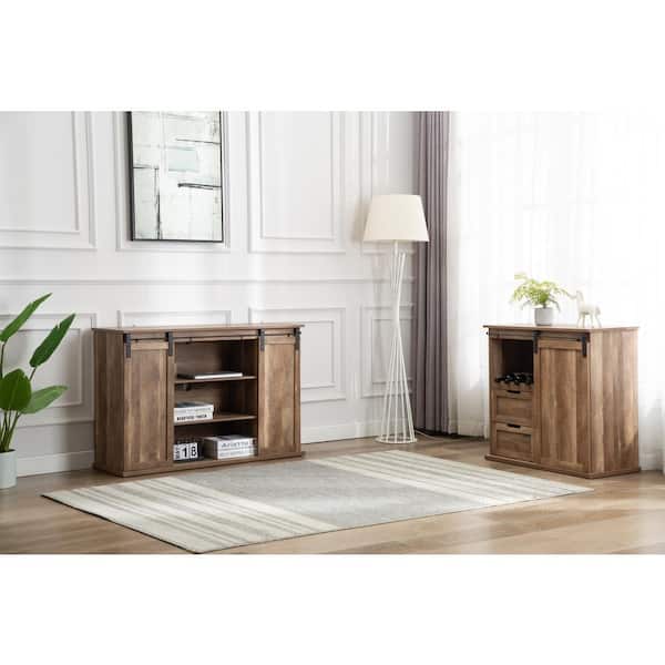 Details about   Weston 47 In Natural Wood Tv Stand Fits Tvs Up To 50 In With Storage Doors 