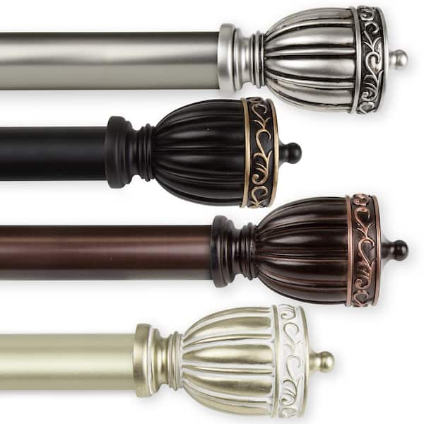 Rod Desyne Debussy 1 in. Dia 120 in. - 170 in. Single Curtain Rod in Light Gold