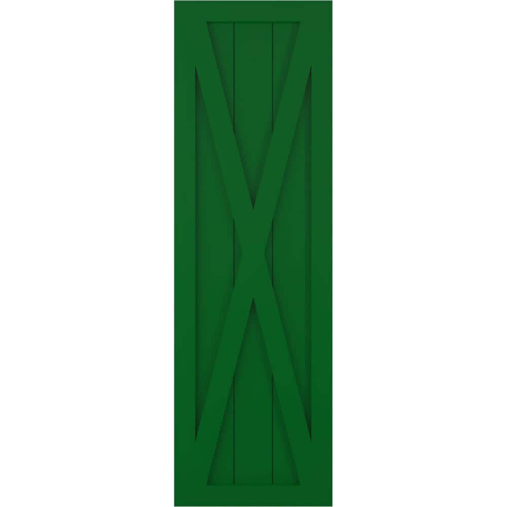 12 in. x 59 in. True Fit PVC Single X-Board Farmhouse Fixed Mount Board and Batten Shutters Pair in Viridian Green price history on PriceWatchPro
