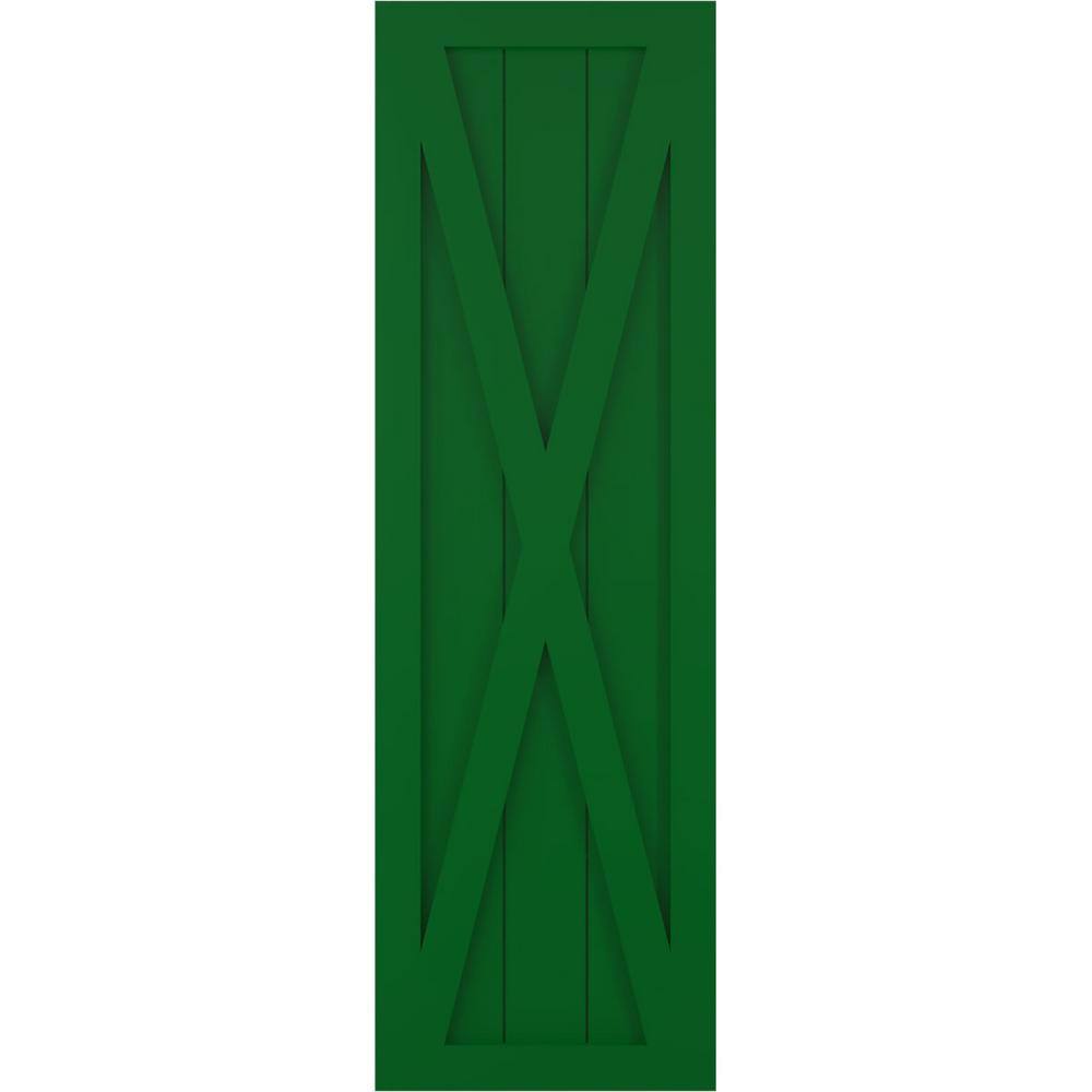 15 in. x 78 in. True Fit PVC Single X-Board Farmhouse Fixed Mount Board and Batten Shutters Pair in Viridian Green price history on PriceWatchPro