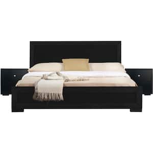 Valerie 79.2 in. W Black King Non-Upholstered Wood Frame Platform Bed