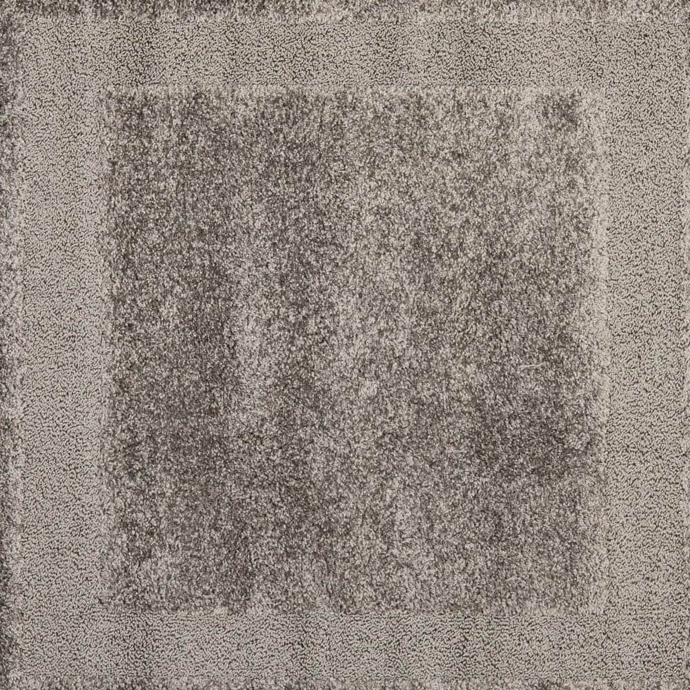 Plush Gray Square Shag Area Rug, Synthetic 5' x 5', Easy Care