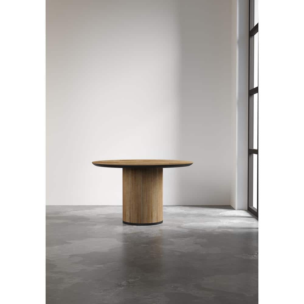 Round Reclaimed Teak Wood Dining Table for Eight