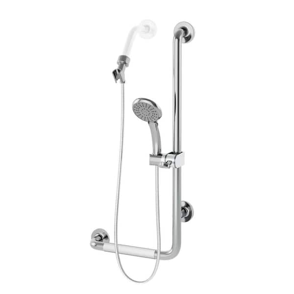 PULSE Showerspas ErgoSlideBar Right 5-Spray Wall Bar Shower Kit In Polished Stainless Steel