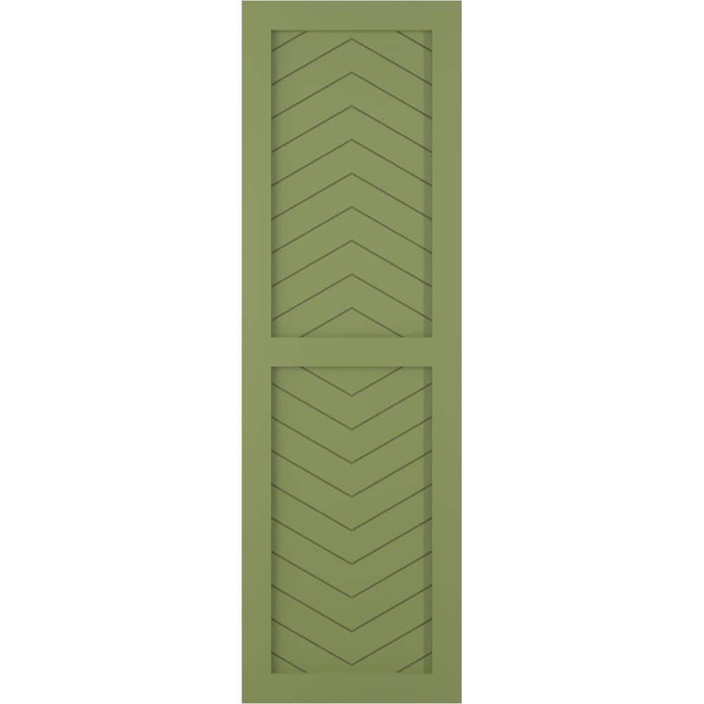 12 in. x 33 in. PVC True Fit Two Panel Chevron Modern Style Fixed Mount Flat Panel Shutters Pair in Moss Green price history on PriceWatchPro