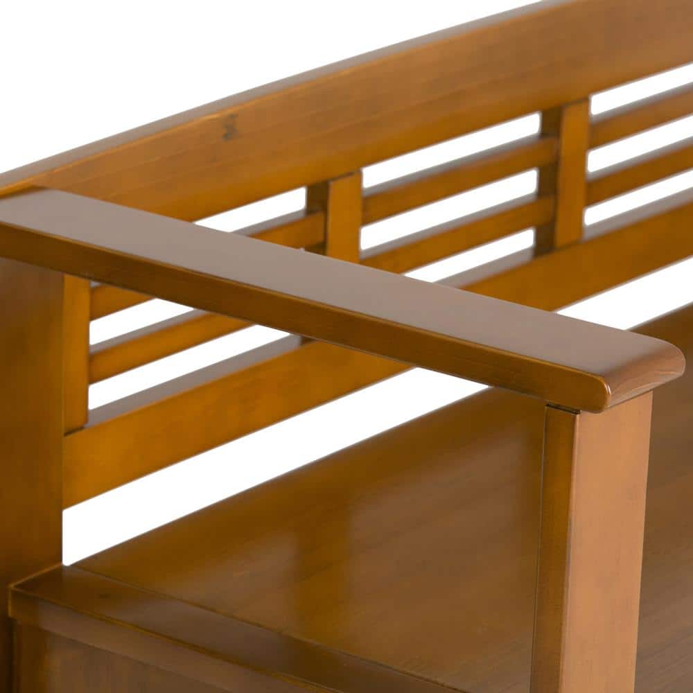 Avalon Light Brown Solid Pine Wood Entryway Storage Bench with Backrest