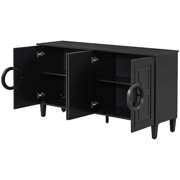 COWLOWN 58.9 in. W x 16.3 in. D x 31.7 in. H Bathroom Black Linen Cabinet