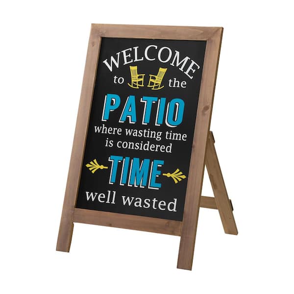 Glitzhome 29.75 in. H Welcome to the Patio Wood Framed Easel Porch Sign