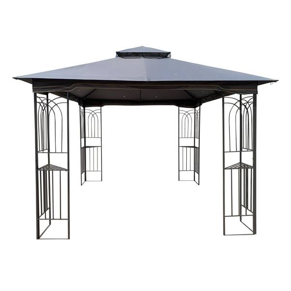 Outdoor Gazebos with Mosquito Netting-Patio Canopies, 10 ft. x 10 ft. Gray Top Portable Gazebo Canopy Tents