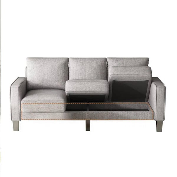 75 in. Light Grey Fabric 3-Seater Loveseat Modern Living Room Furniture Sofa Removable Seat Cushion