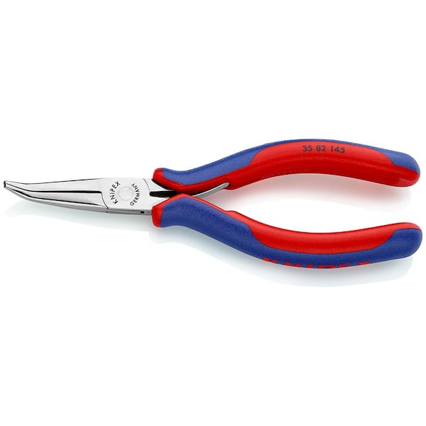 KNIPEX 5-3/4 in. Electronics Pliers-Angled Half Round Tips with Comfort Grip
