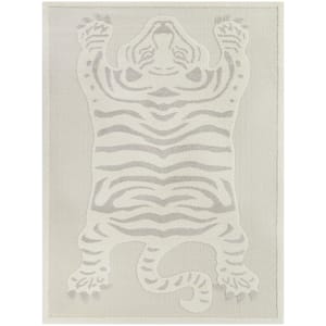 Tigre Cream 4 ft. 4 in. x 6 ft. Animal Print Area Rug