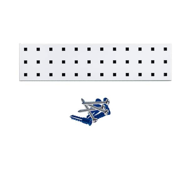 Triton Products (1) 18 in. W x 4.5 in. H White Epoxy, 18-Gauge Steel Square Hole Pegboard Strip