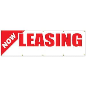 10 ft. x 3 ft. Red on White Vinyl Now Leasing Banner with Space for Phone Number