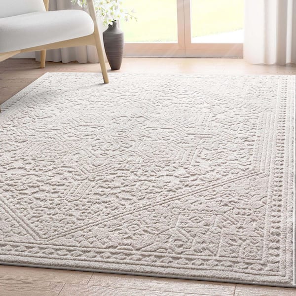 Harlow Cloud Medallion Farmhouse Medallion, Ivory 2 ft. 3 in. x 7 ft. 3 in. Runner, Area Rug