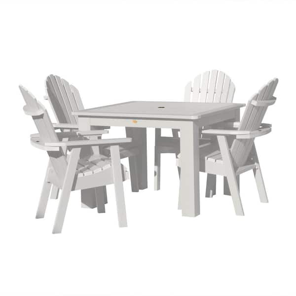 Highwood Hamilton White 5-Piece Recycled Plastic Square Outdoor Dining Set