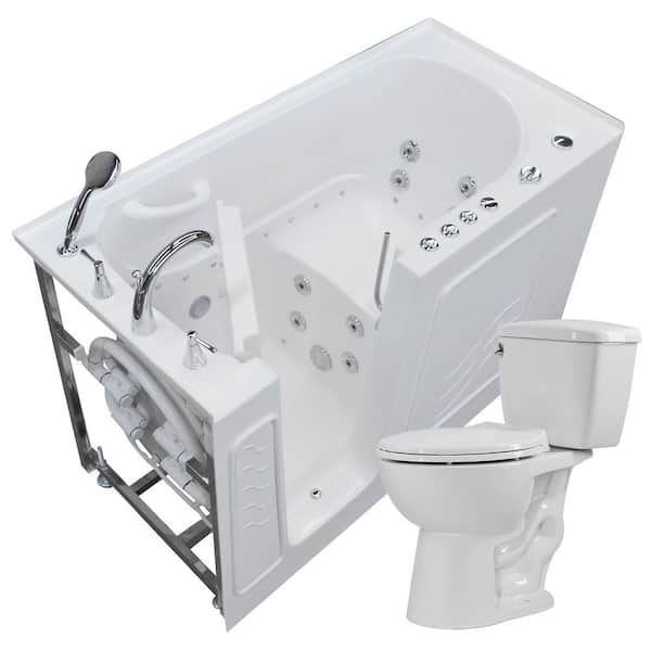 Universal Tubs 60 in. Walk-In Whirlpool and Air Bath Tub in White with 1.28 GPF Single Flush Toilet