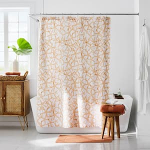 Company Cotton Starfish 72 in. x 72 in Cotton Shower Curtain White Multi