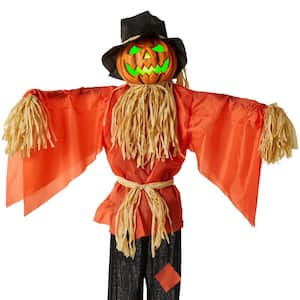 61 in. Animatronic Standing Scarecrow Halloween Decor, Husker the Corn Keeper, Sound Activated w/LED Eyes