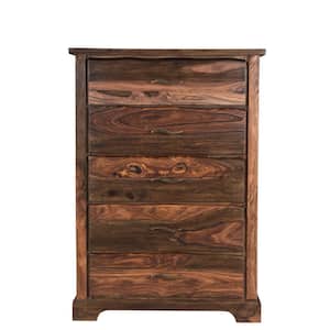Dark Brown 5-Drawer 36 in. Wide Chest of Drawers