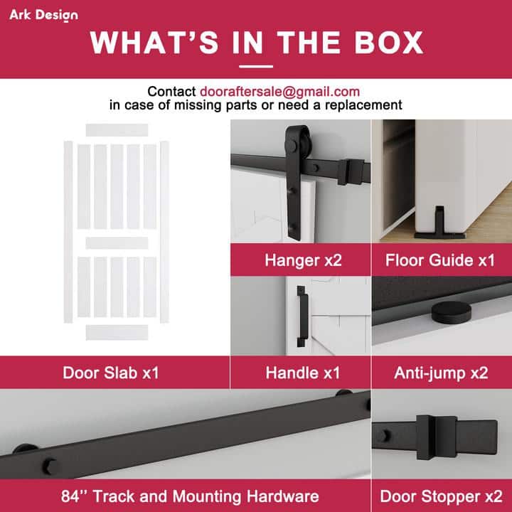 42" x 84" White MDF Sliding Barn Door with Black Hardware Kit