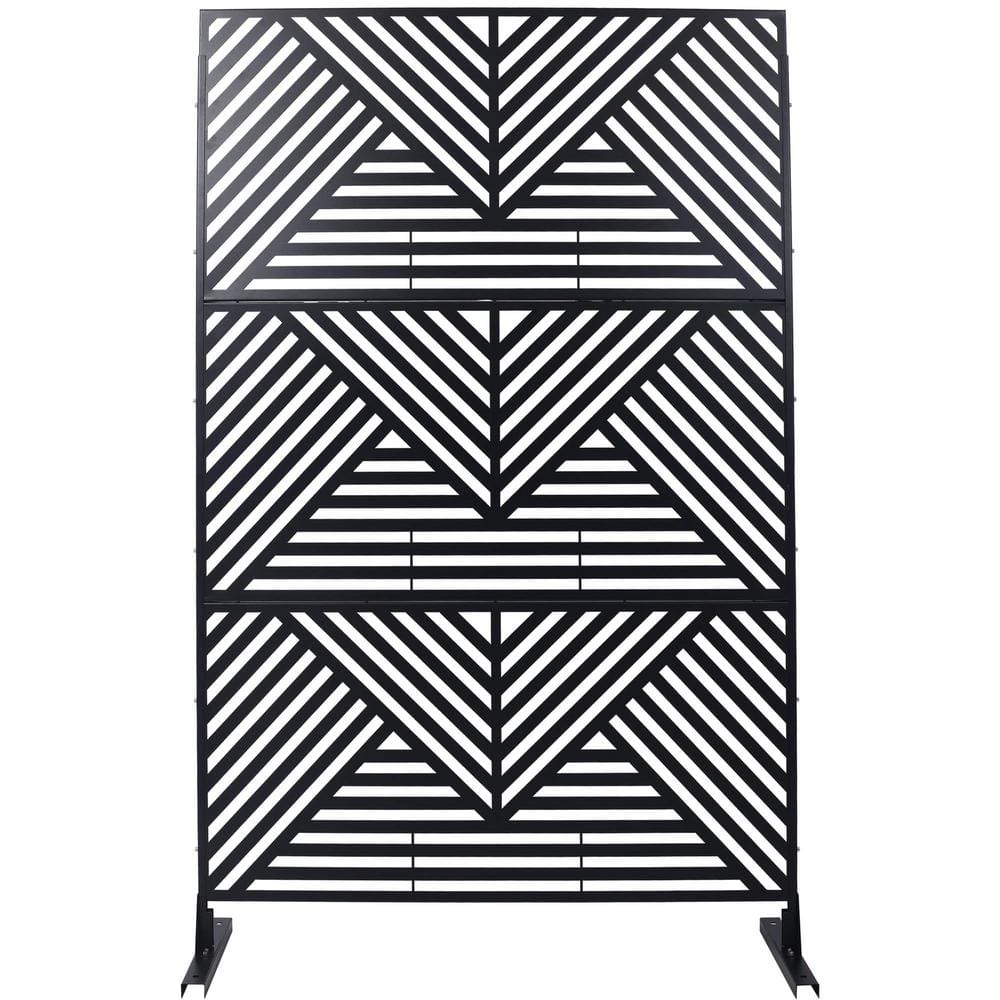 76" Black Metal Freestanding Privacy Screen for Indoor & Outdoor Use