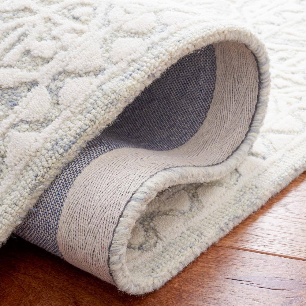 72" Gray Floral Hand-Tufted Wool Square Rug